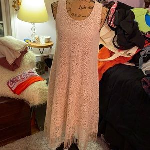 Crochet cream colored quarter length dress
